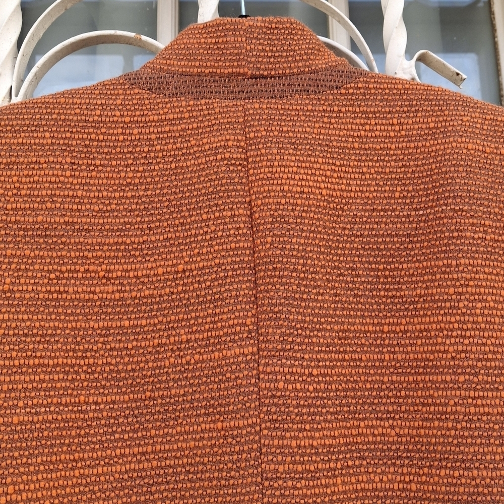 Etcetera Textured Tweed Orange Button-Up Long Sleeve Blazer Women Size 2 - Picture 8 of 16